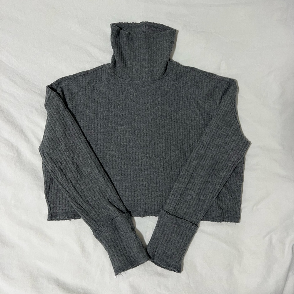 cropped turtleneck long sleeve top